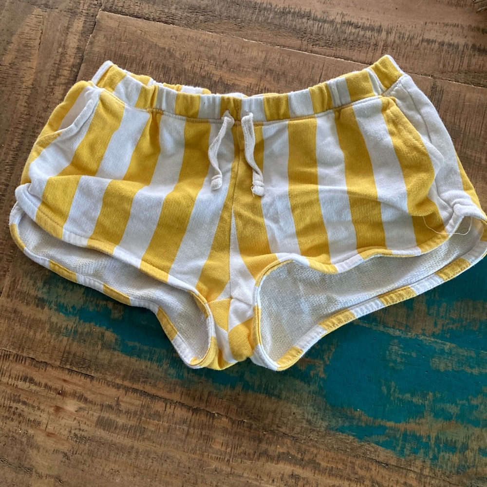 Zara kids shorts yellow white stripe